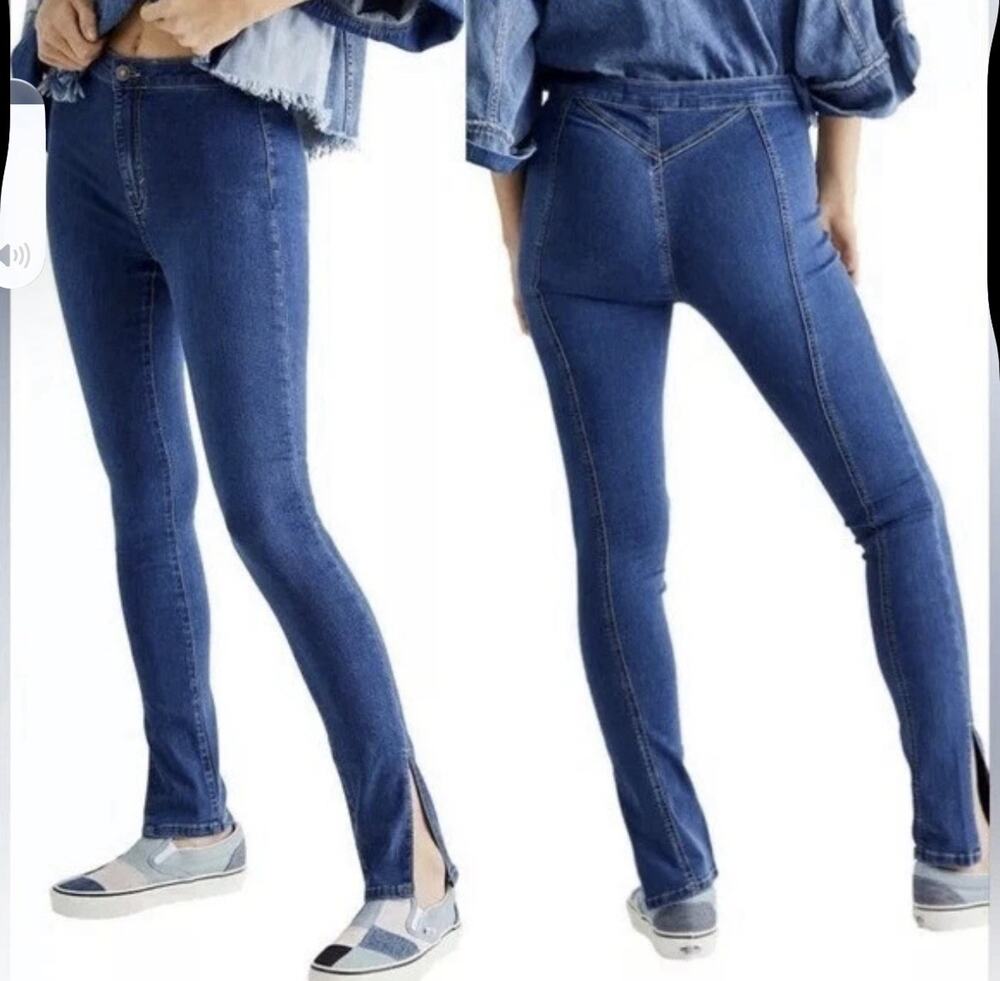 Free People We the Free Riley Slit Skinny Jeans Denim Stretch Boho Size 29